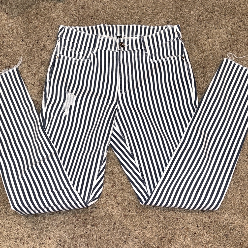 H&M Striped Skinny Jeans